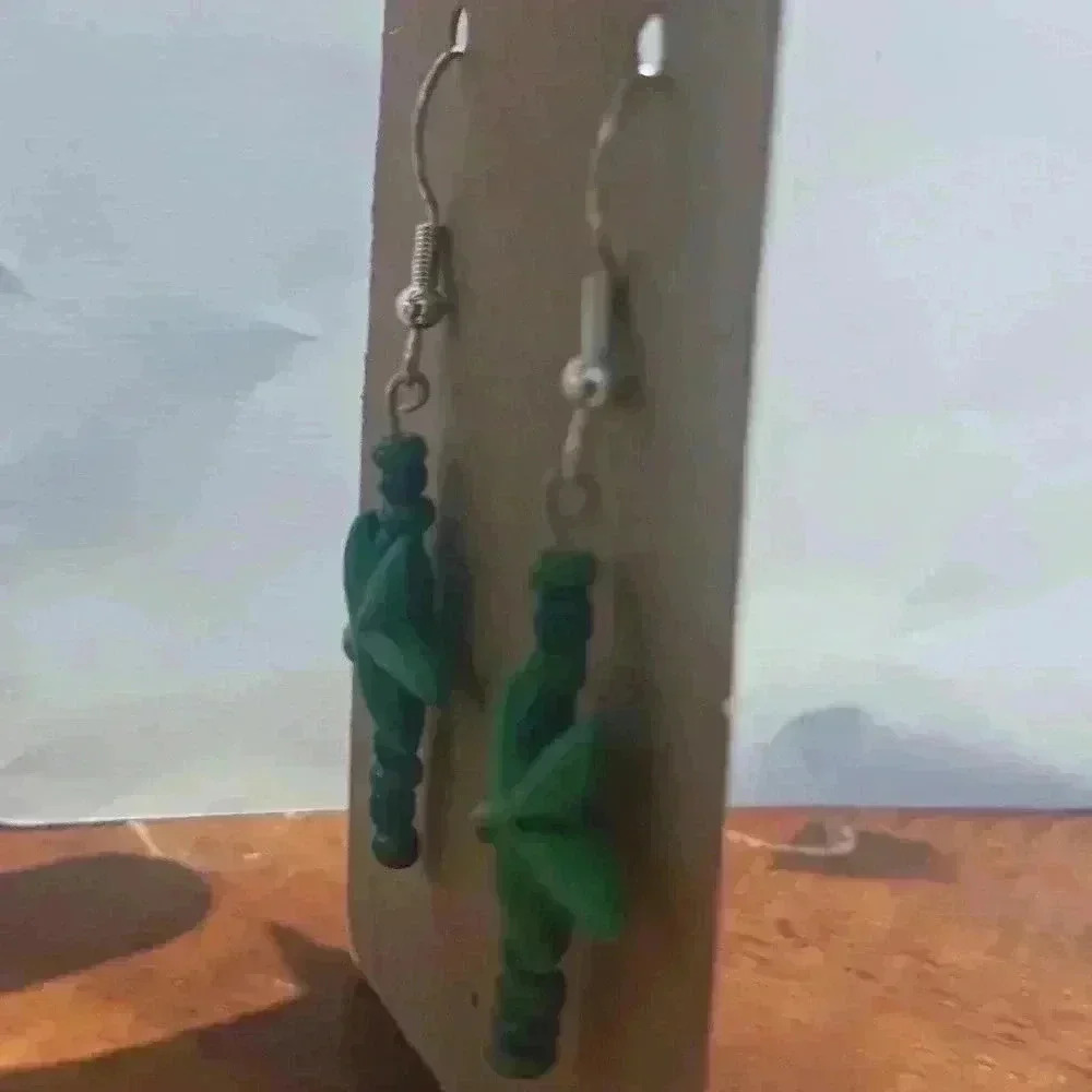 Green turquoise starfish 925 earrings - Picture 2 of 2
